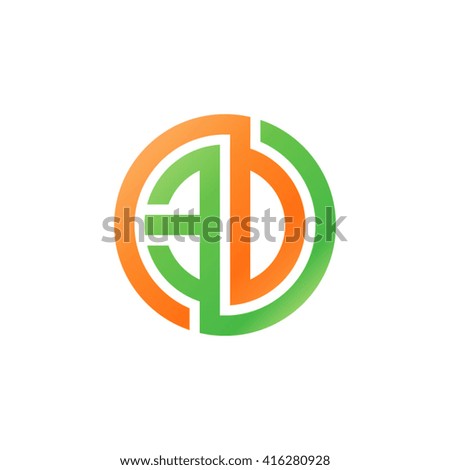 ED initial letters linked circle logo orange green