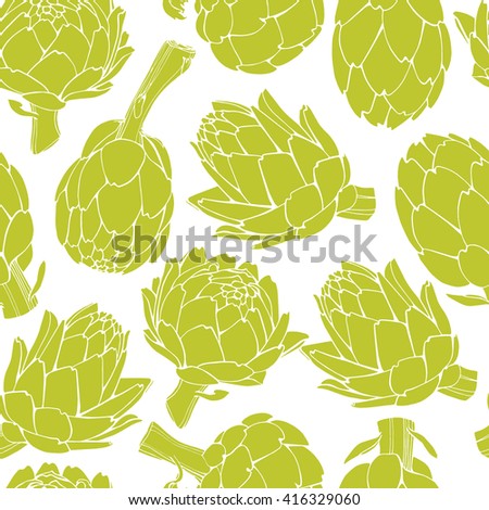 Vector seamless pattern with hand drawn artichokes. Beautiful design elements, perfect for prints and patterns.