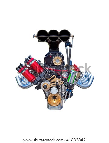 A dragster racing engine isolated on a white background Royalty-Free Stock Photo #41633842