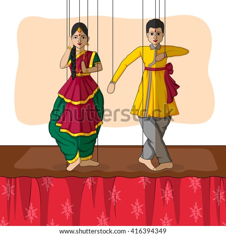 Vector design of colorful Rajasthani Puppet in Indian art style