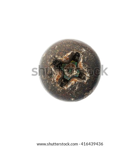 Close up old and rusty nut or screw head, include clipping path