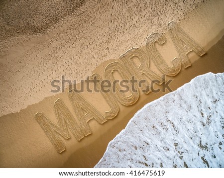 Majorca written on the beach