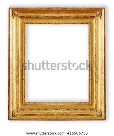 Gold frame. Gold gilded arts and crafts pattern picture frame.