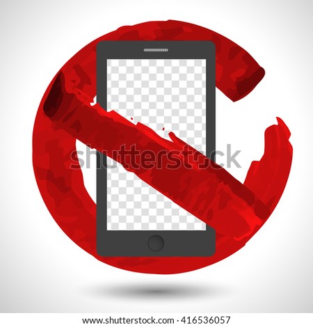 Round red no tablet usage icon. Vector isolated symbol with transparent screen for your image