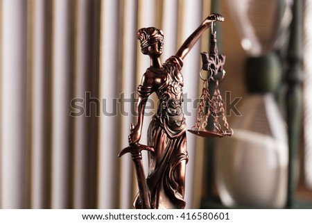 Statue of justice, burden of proof, law theme