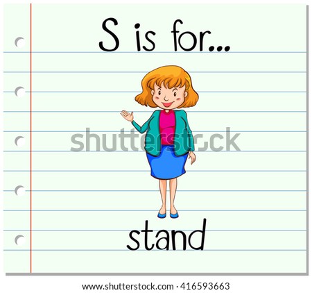 Flashcard letter S is for stand illustration