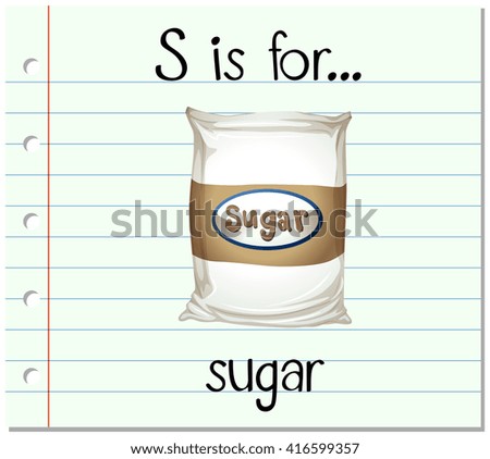 Flashcard letter S is for sugar illustration