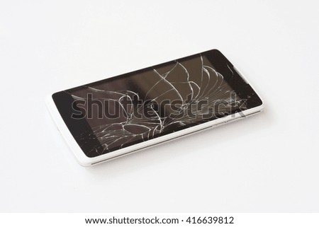 
Mobile phone screen crack On a white background