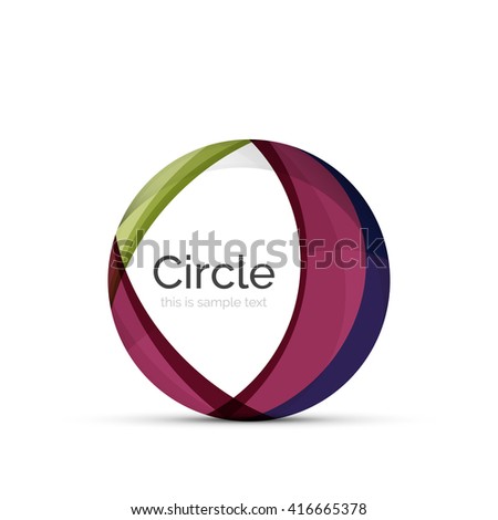 Circle logo. Transparent overlapping swirl shapes. Modern clean business icon. Vector illustration.