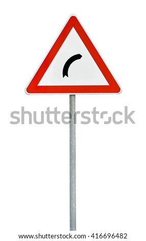 Triangle road sign right turn on road