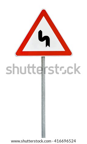 Triangle road sign left curve 