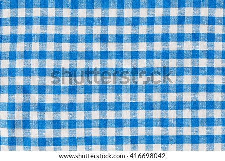 Linen Plaid Fabric Tablecloth. Abstract Background, Blue And White Colors