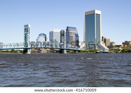 Beautiful view of downtown Jacksonville, Florida across the St. Johns River.