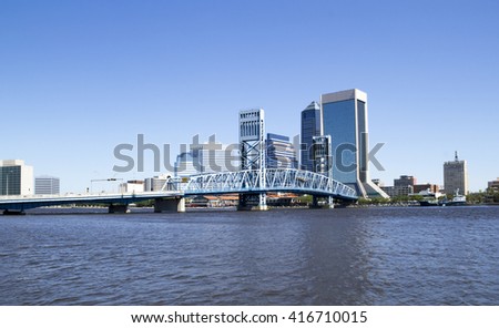 Beautiful view of downtown Jacksonville, Florida across the St. Johns River.