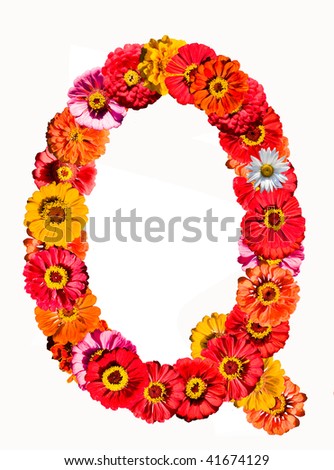 Alphabet collection made from different flowers- Q