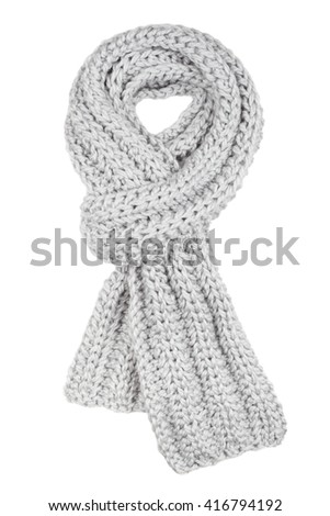Gray woolen scarf  isolated on white background. Royalty-Free Stock Photo #416794192