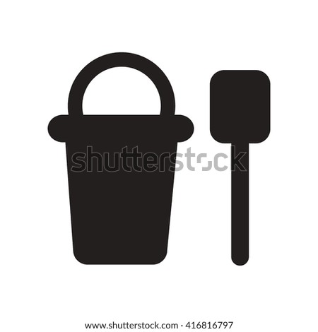 flat icon in black and white style  bucket shovel