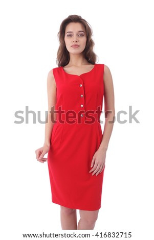 pretty young girl wearing red dress