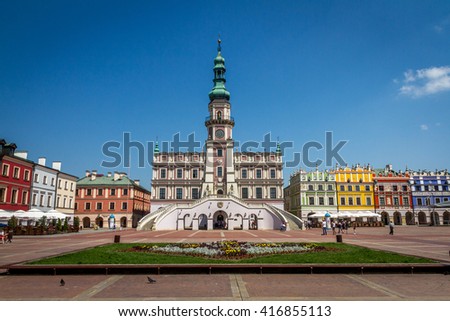 Town Hall, Main Square (Rynek Wielki), Zamosc, Poland Royalty-Free Stock Photo #416855113