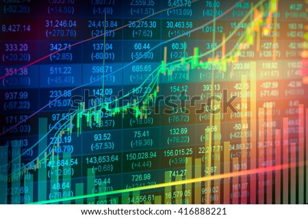 Stock market or forex trading graph and candlestick chart suitable for financial investment concept. Economy trends background for business idea and all art work design. Abstract finance background. Royalty-Free Stock Photo #416888221