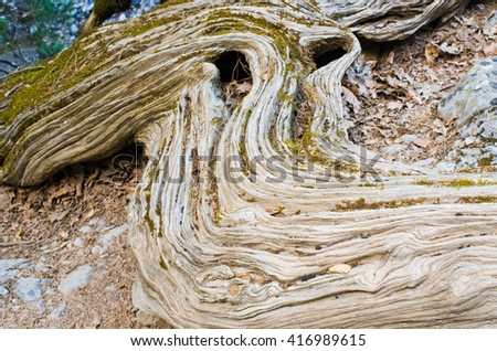 Geological layers visible in Samaria Gorge on Crete island, Greece