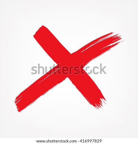 X. Red Letter X made with ink. Mark grunge style. vector Royalty-Free Stock Photo #416997829