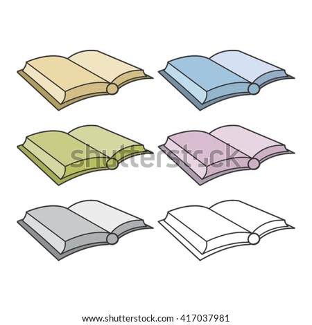 book vector drawing with six variations