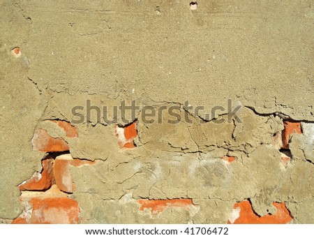 Plaster on a brick wall