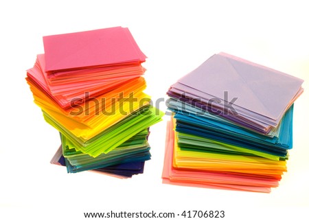 Various color sheets of paper isolated on white background