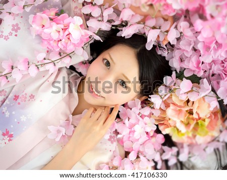 Girl in flower good sleep / sakura
