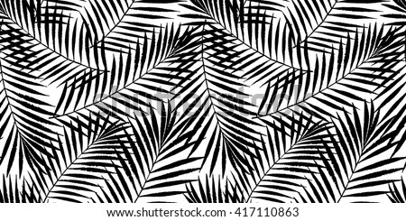 Summer tropical palm tree leaves seamless pattern. Vector grunge design for cards, web, backgrounds and natural product.