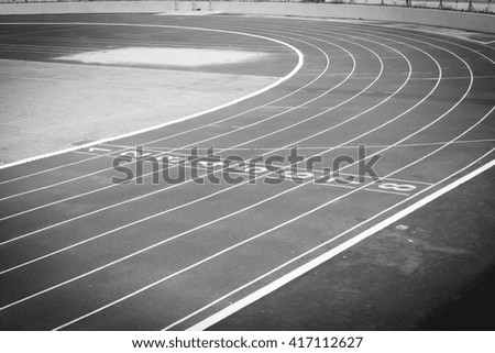 black and white photos.Running track for the athletes background