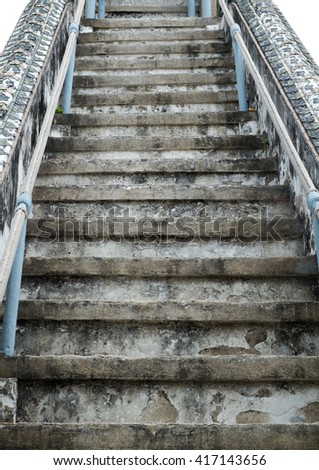 old cement stairs on white background