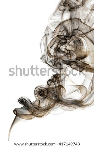 Abstract art. Gray smoke from the incense sticks on a white background. Background for Halloween. Texture fog. Design element. The concept of aromatherapy.