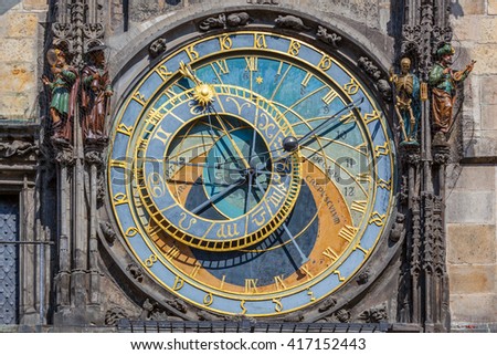 The Prague astronomical clock, or Prague orloj in Prague, Czech Republic. Full dial