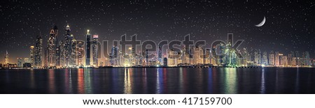 Dubai Marina under moon light