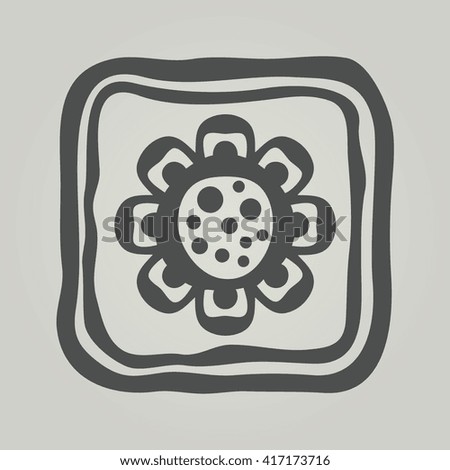 Vector symbol of flower silhouette. Modern floral icon in square frame