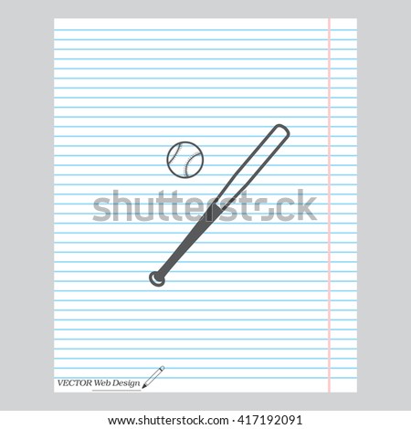 Vector illustration of baseball bat and ball