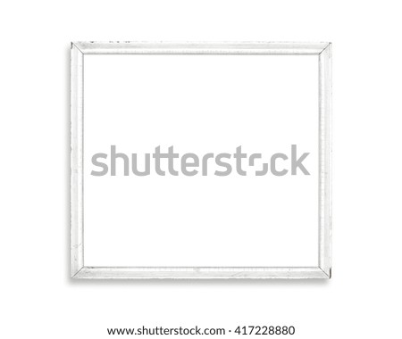 White blank old picture frame isolated on white background.