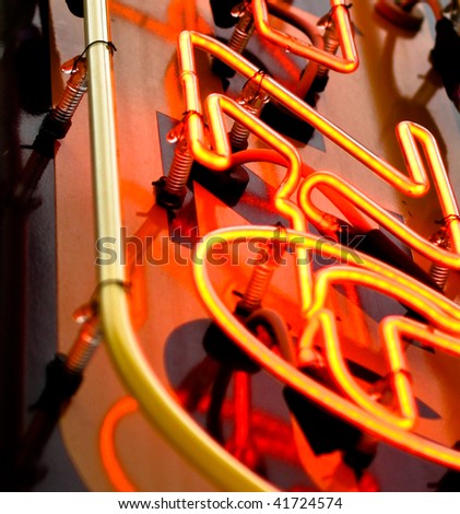close up of neon sign