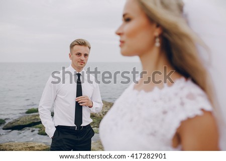 beautiful blonde couple celebrate their wedding