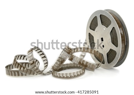 Old cinefilm isolated on white
