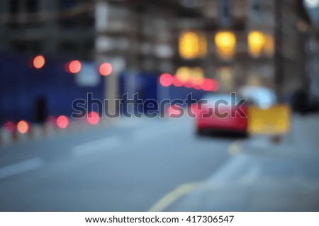 Blur Scene City Street and Lights. Blurred Image.