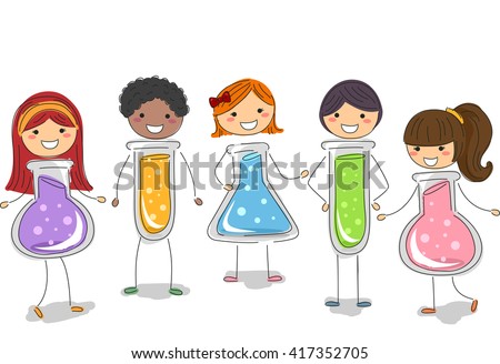 Stickman Illustration of Kids Shaped Like Test Tubes