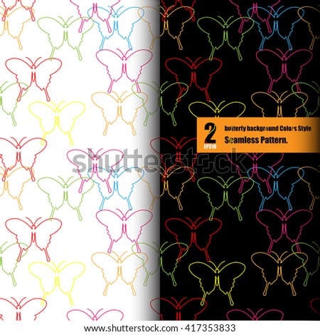 Seamless Butterfly background Pattern, 2 Colors background, transparent and black