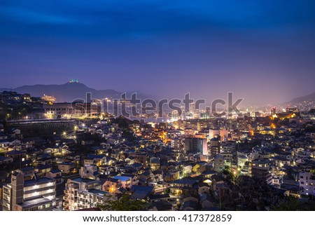 Night shot of Nagasaki city in Japan
