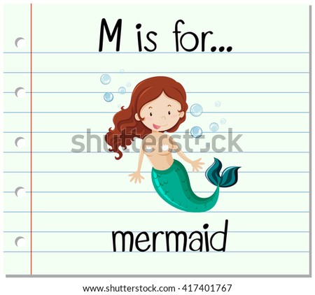 M is for mermaid illustration