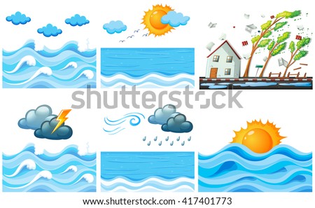 Different scene with climate changes illustration