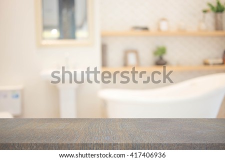 Blur Bathroom  Interior of Background, product display template. Royalty-Free Stock Photo #417406936