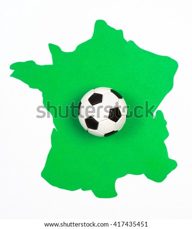 Soccer ball on green contour France, European Championship 2016